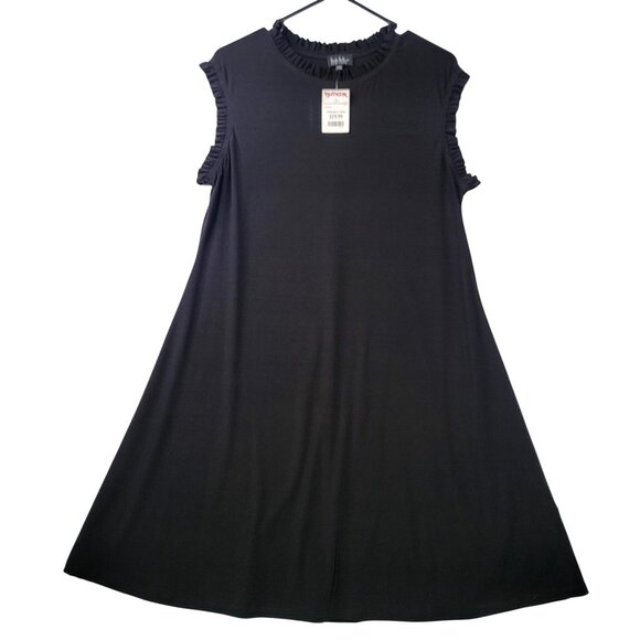 Nicole Miller New York Dresses & Skirts - NICOLE MILLER NEW YORK Black Sleeveless A-Line Dress Ruffle Trim Size 1X USA